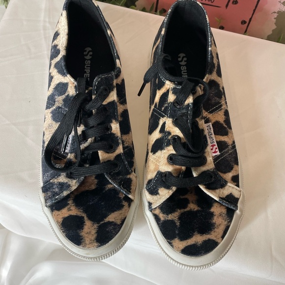 Superga Velvet Leopard Animal Print Sneaker Sz. 38 - Picture 2 of 12